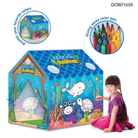 Thumbnail for Portable Folding Marine Animals Coloring Tent With Color Painting