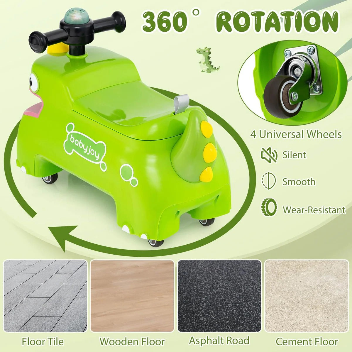 Crocodile Design Push Car With Light & Music