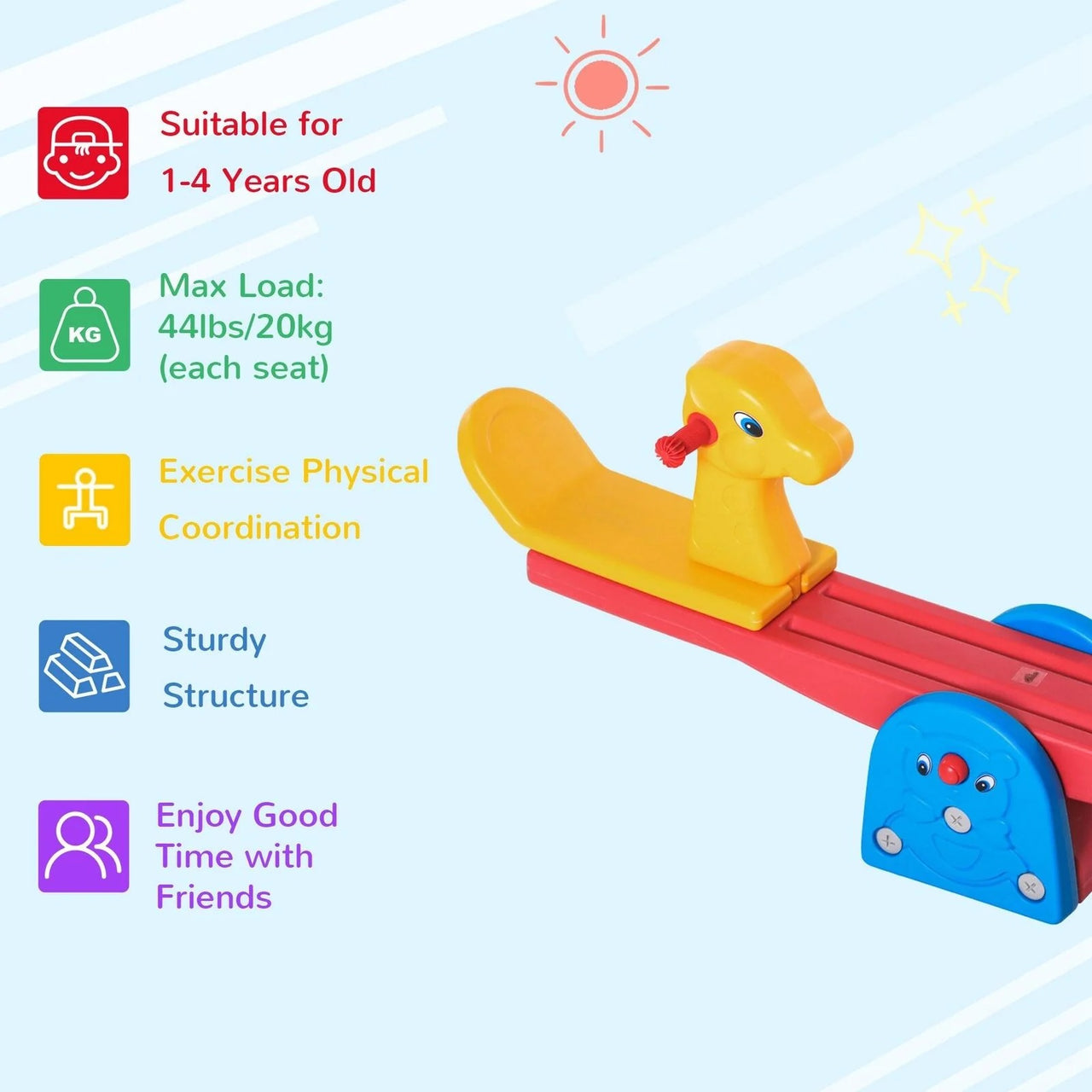 Homcom Kids Seesaw Safe Teeter Totter 2