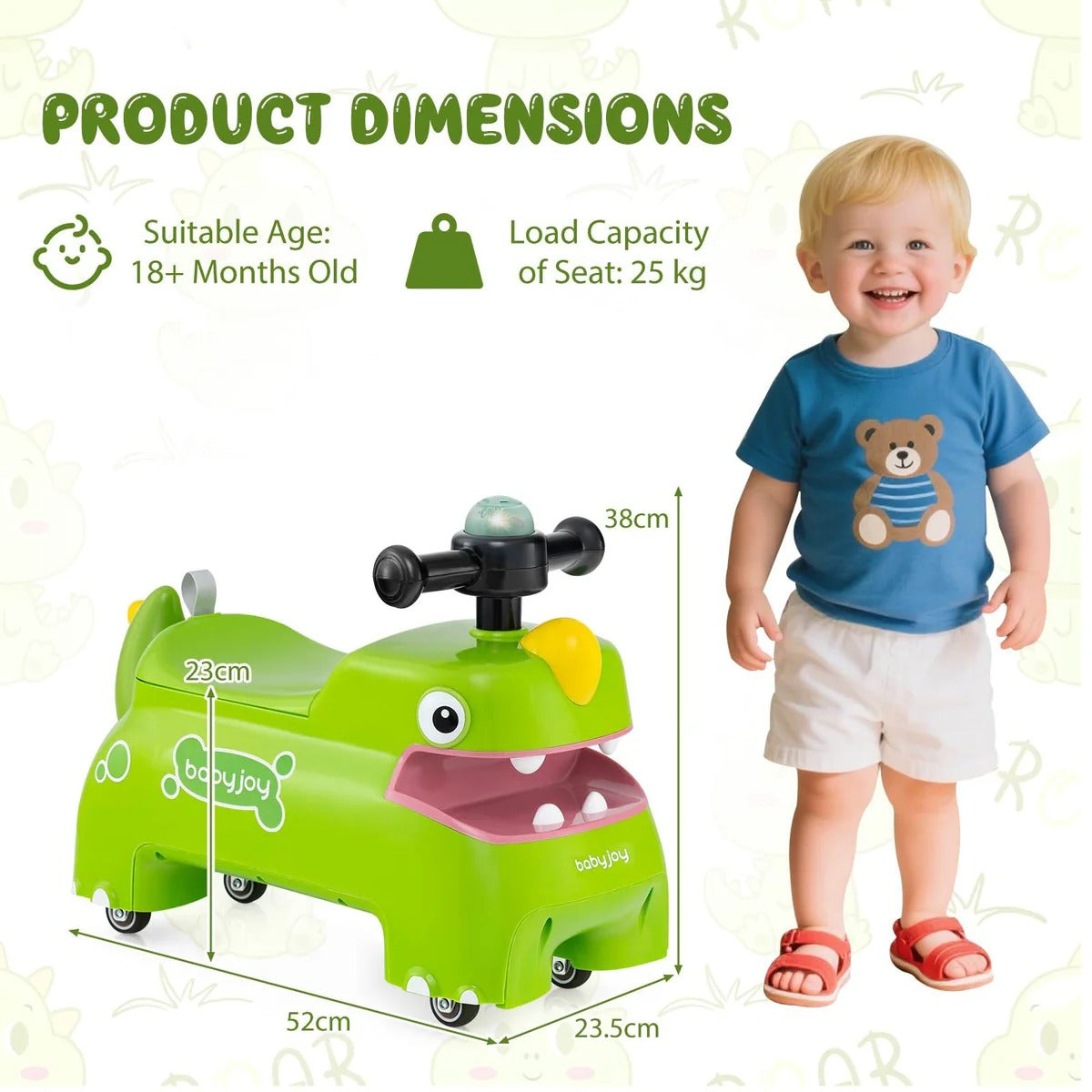 Crocodile Design Push Car With Light & Music
