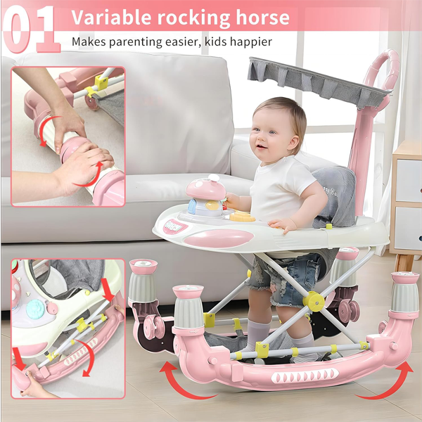 3 IN 1 MULTIFUNCTIONAL  BABY WALKER WITH ROCKER & STROLLER