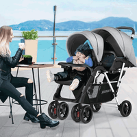 Thumbnail for BIG SIZE FOLDABLE TWIN BABY STROLLER