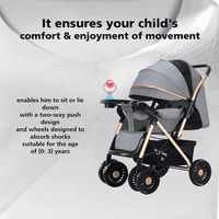 Thumbnail for FOLDABLE BABY STROLLER WITH FOOD TRAY & RATTLE