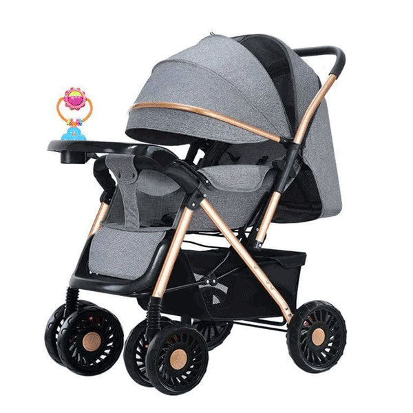 FOLDABLE BABY STROLLER WITH FOOD TRAY & RATTLE