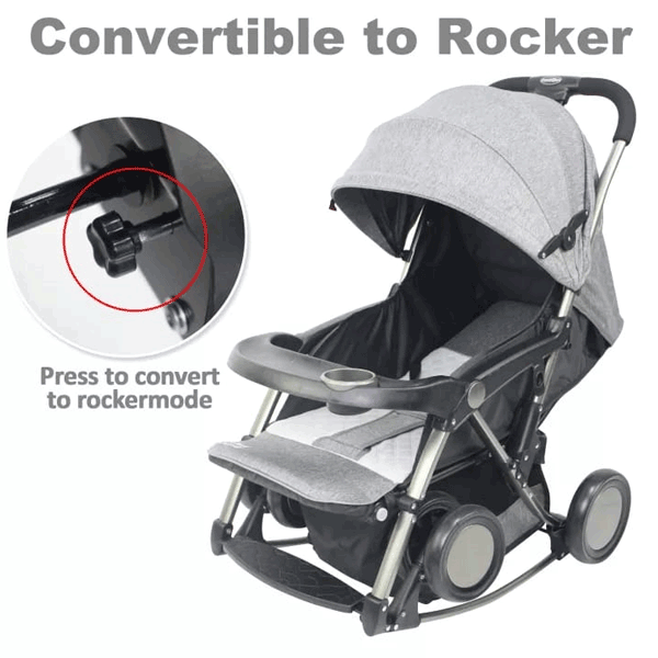 HAOSHUO FOLDABLE BABY STROLLER CONVERT TO ROCKER