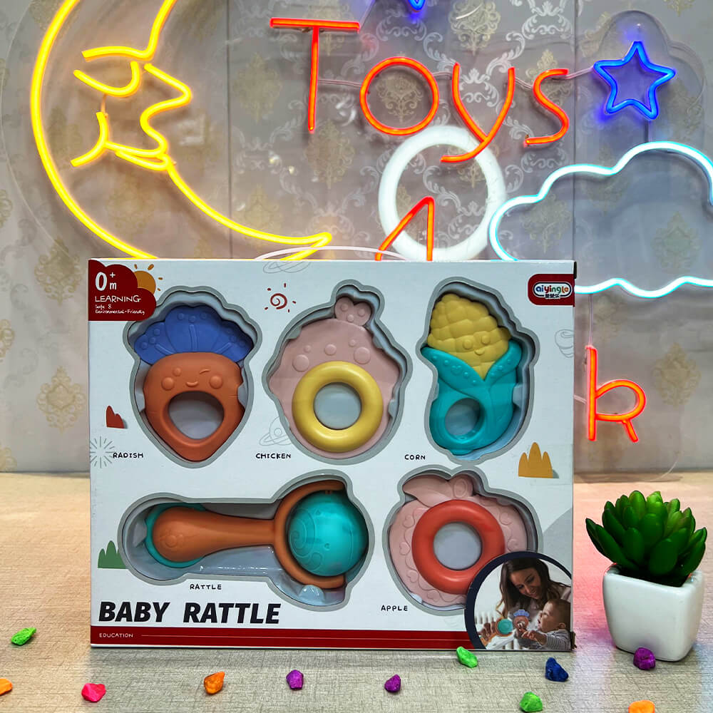 BABY RATTLE & TEETHER - 5 PCS