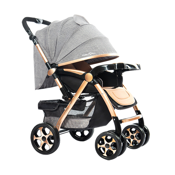 BIG SIZE LUXURY FOLDABLE BABY STROLLER TWO WAY HANDLE