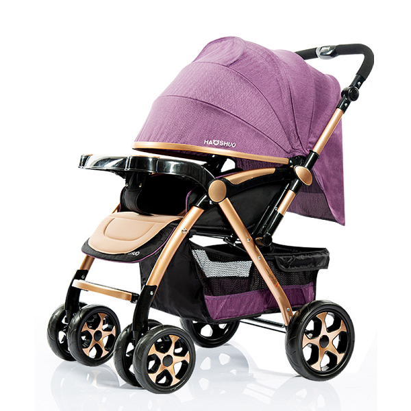 BIG SIZE LUXURY FOLDABLE BABY STROLLER TWO WAY HANDLE